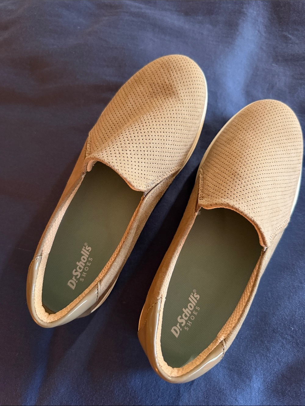 Dr. Scholl's woman’s Perforated Slip-On Loafers in Tan